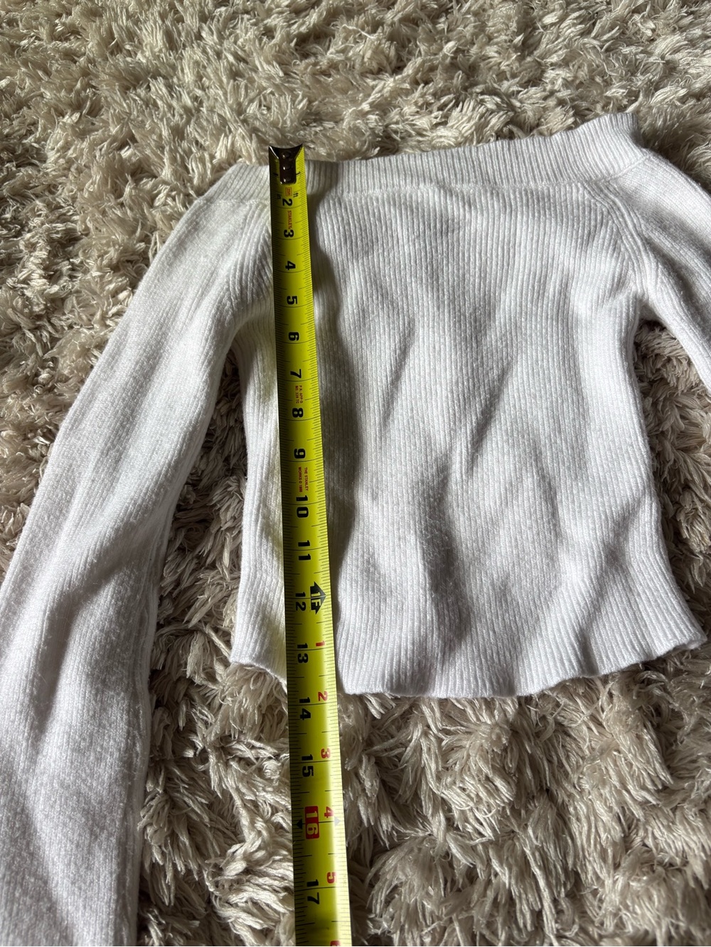 Off-Shoulder White Ribbed Women’s Sweater - Picture 2 of 4